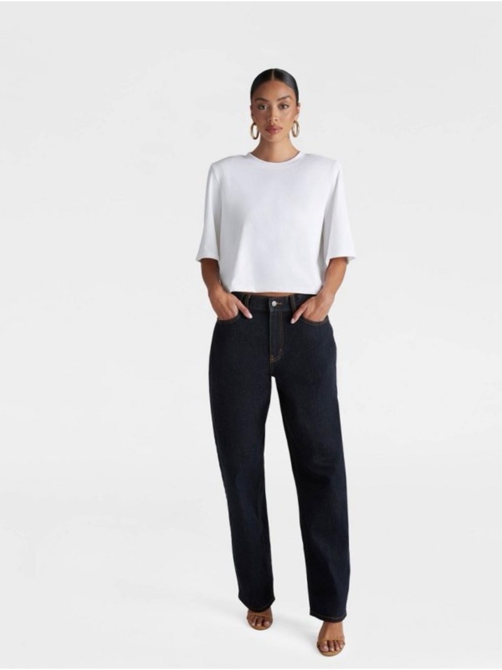 KBB by Kahlana Size 10 Straight Leg Jeans in Deep Black Wash